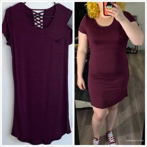 Glitz Purple T Shirt Dress with Pocket Size Large